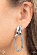 Pull OVAL! - Silver Clip-On Earring
